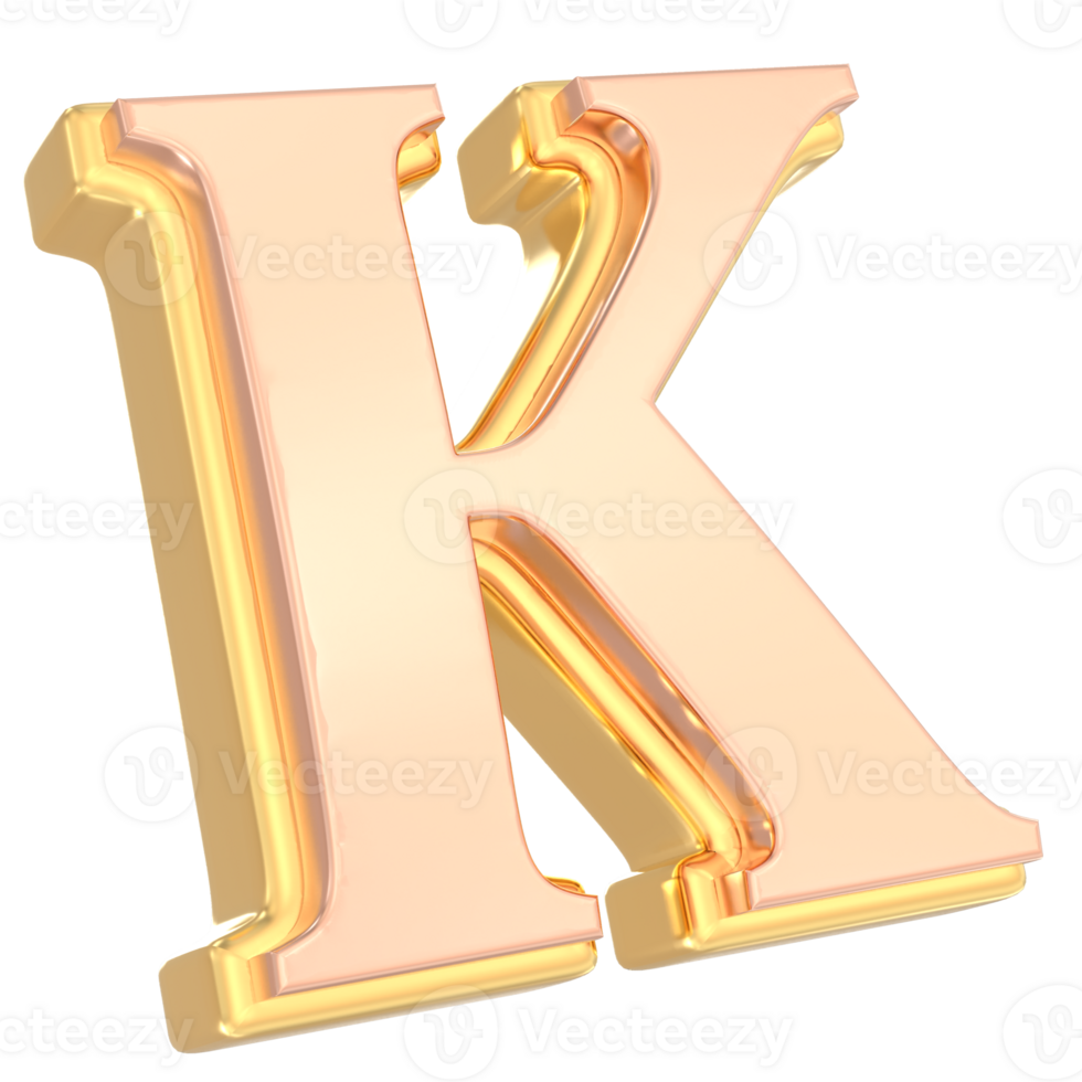 K Font Gold 3D png