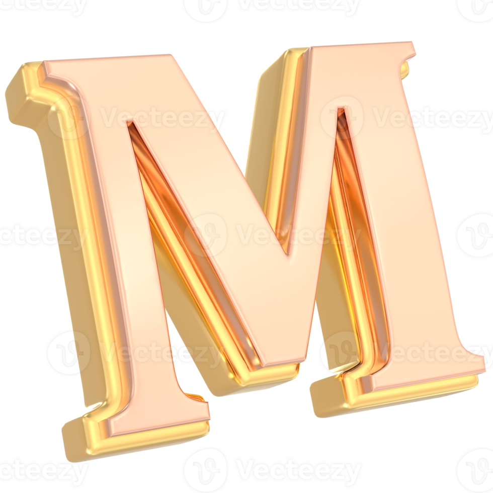 M Font Gold 3D png