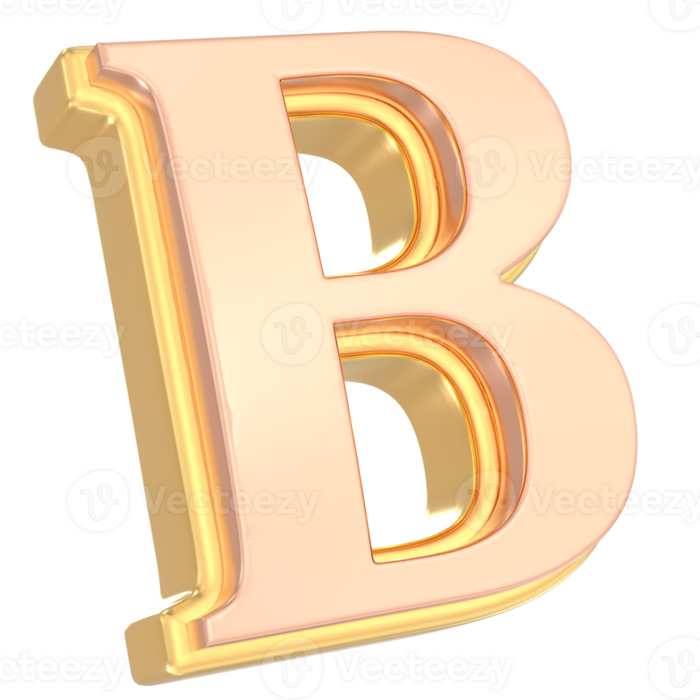 B Font Gold 3D png