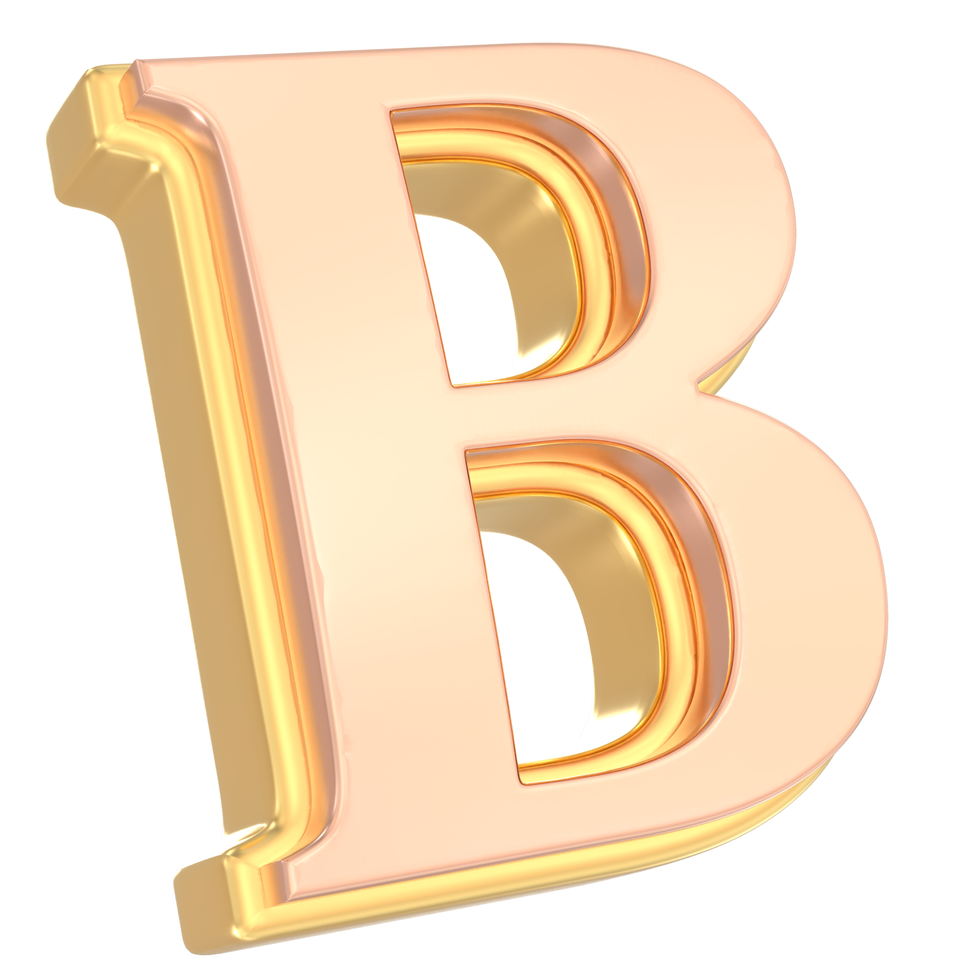 B Font Gold 3D 45828640 PNG