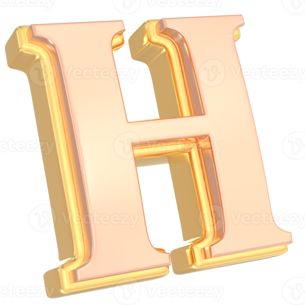H Font Gold 3D png