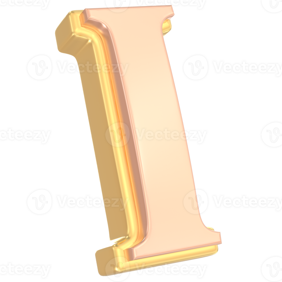 I Font Gold 3D png