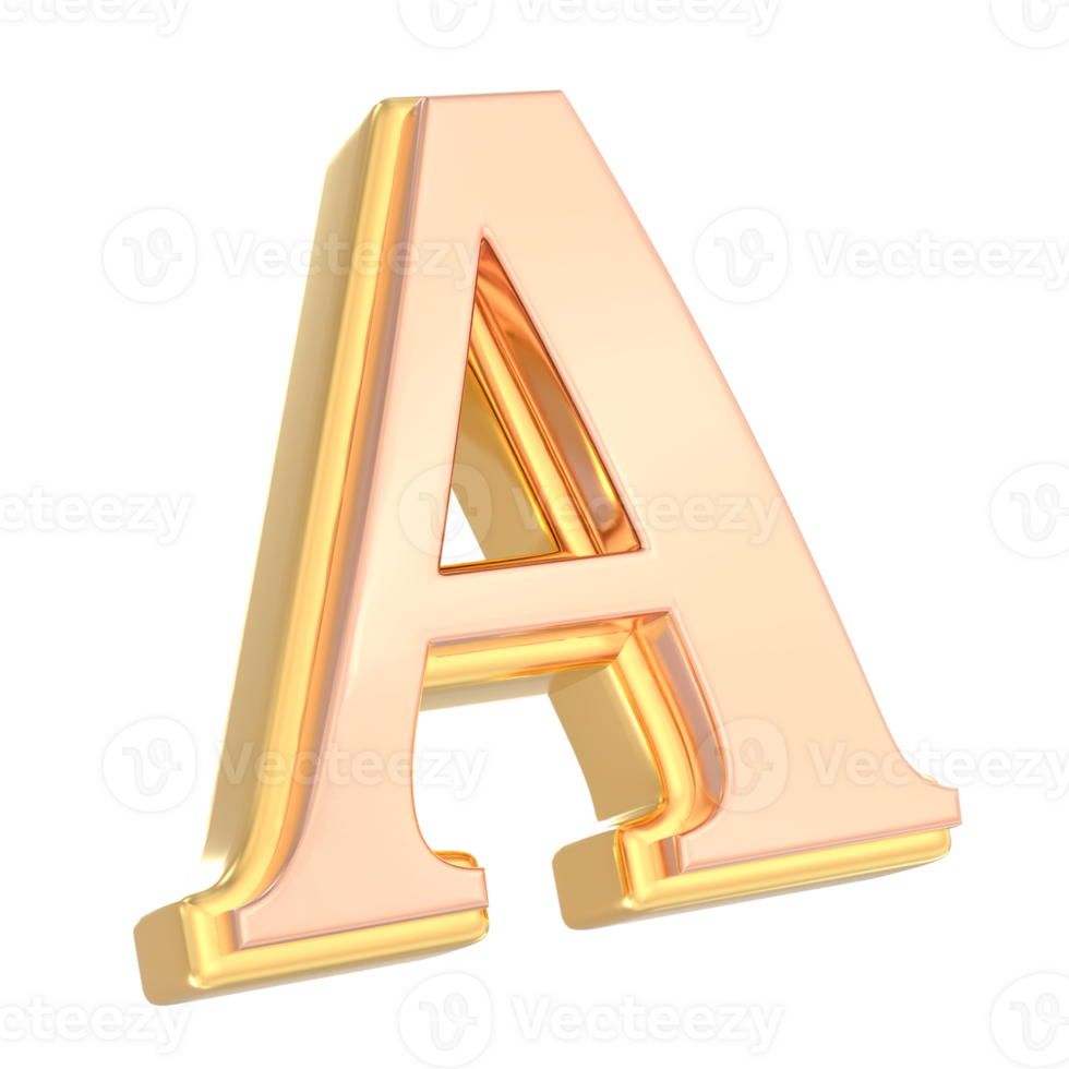 A Font Gold 3D png