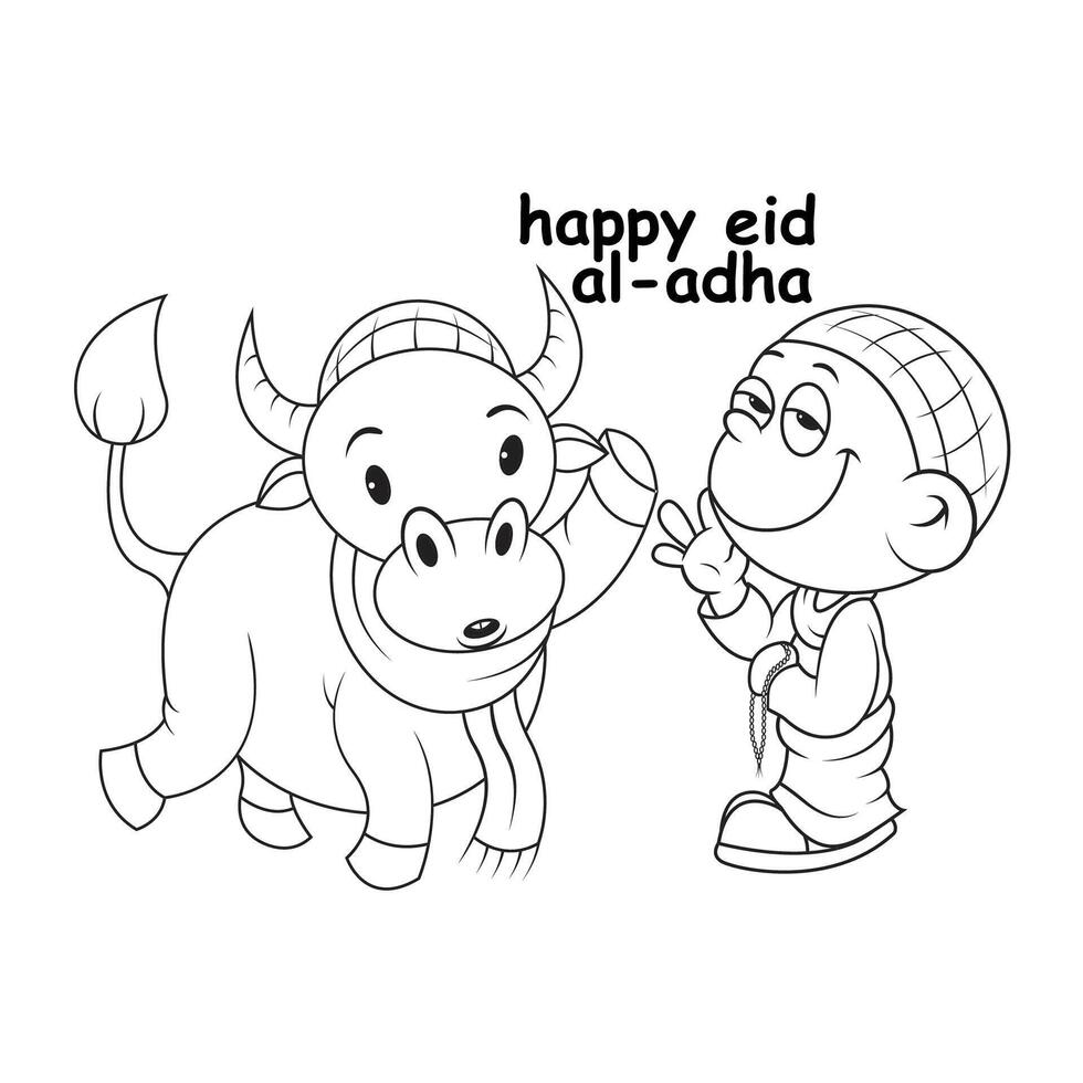outline of happy eid al-adha vector