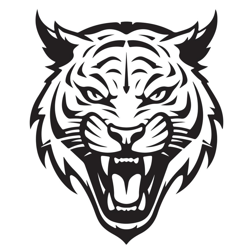 Angry Tiger growling sketch hand drawn vector