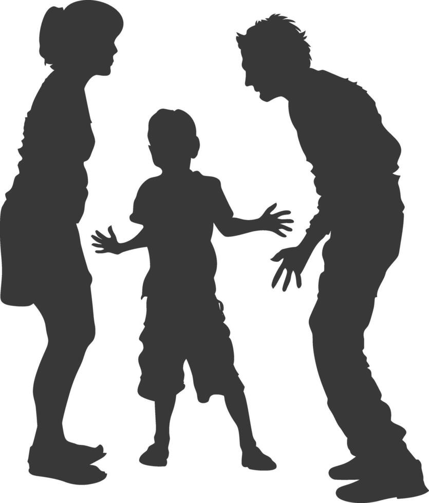 Silhouette Child abuse Parents scold children boy black color only vector