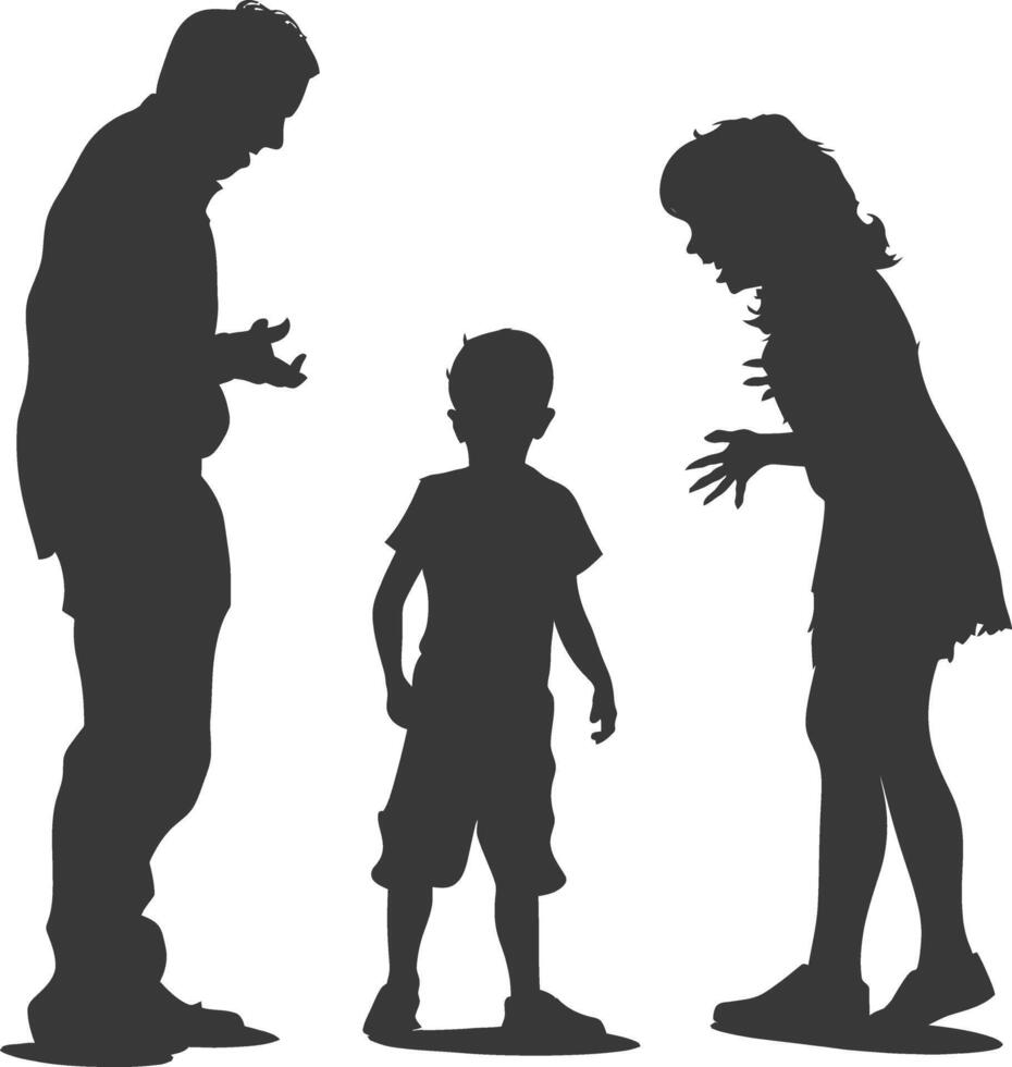Silhouette Child abuse Parents scold children boy black color only vector