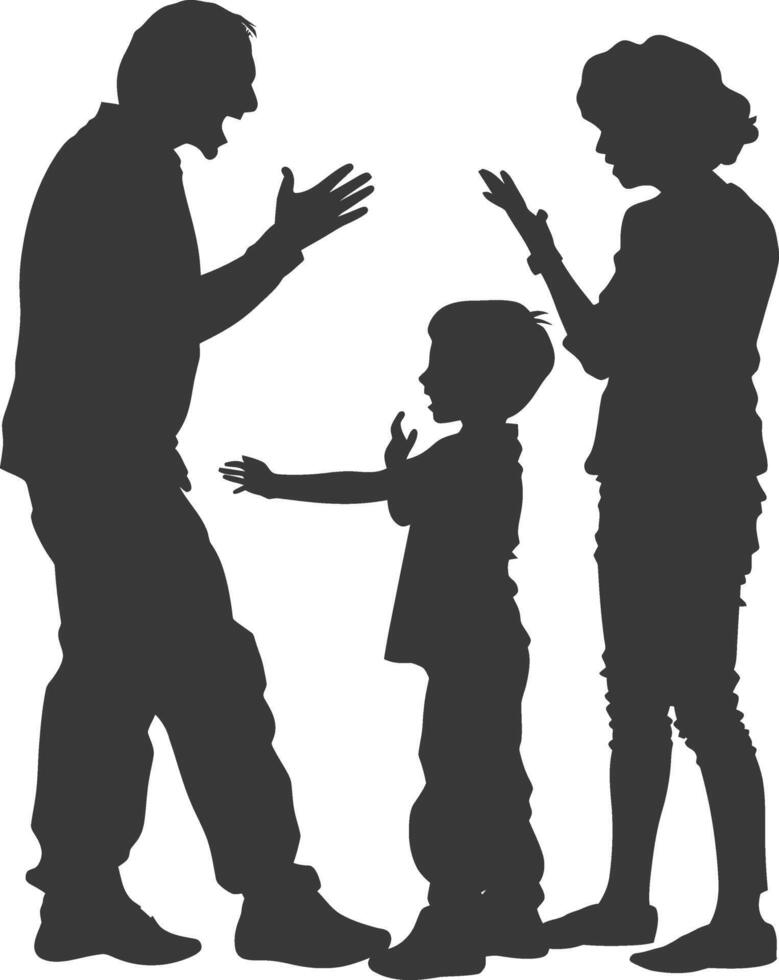Silhouette Child abuse Parents scold children boy black color only vector