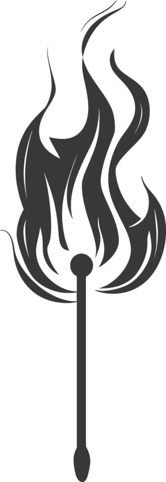Silhouette burning match black color only vector