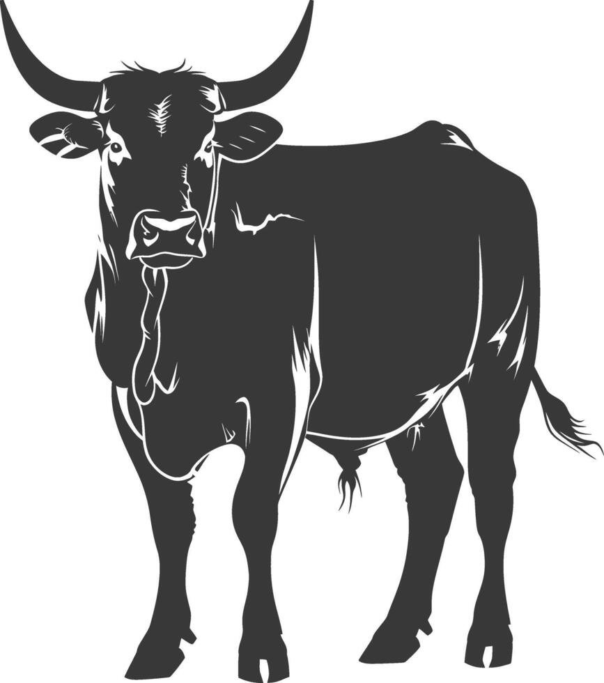Silhouette bull animal black color only vector