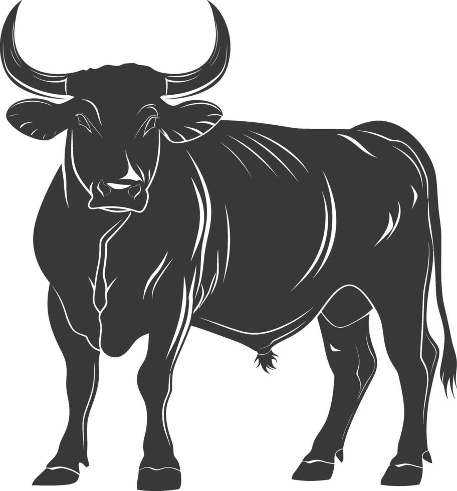 Silhouette bull animal black color only vector