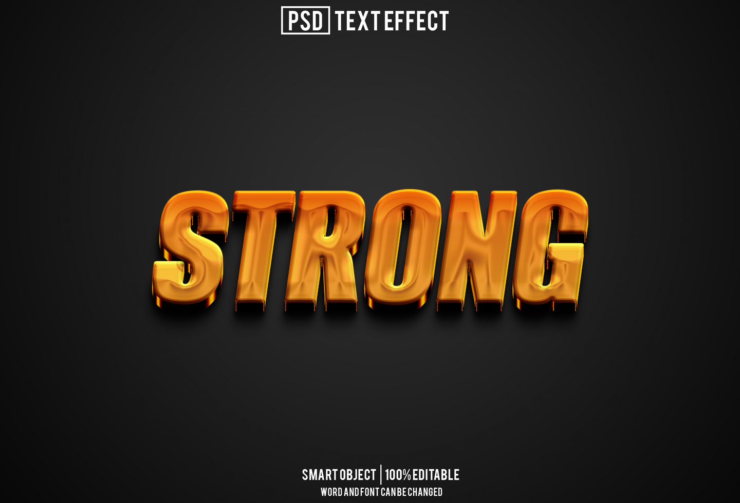 strong text effect, font editable, typography, 3d text psd