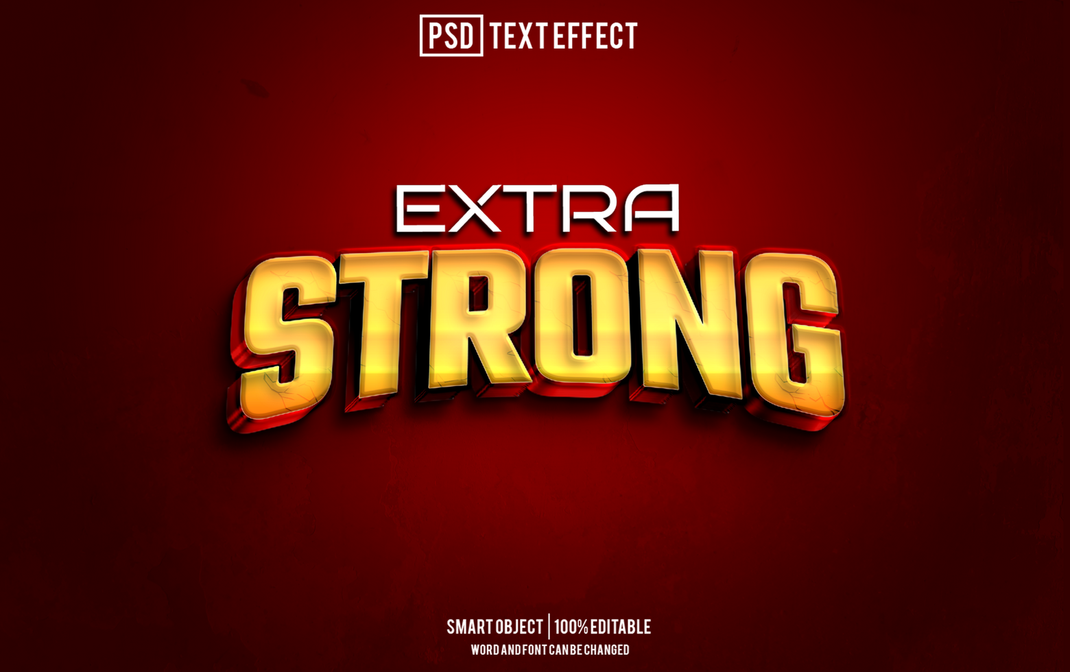 strong text effect, font editable, typography, 3d text psd