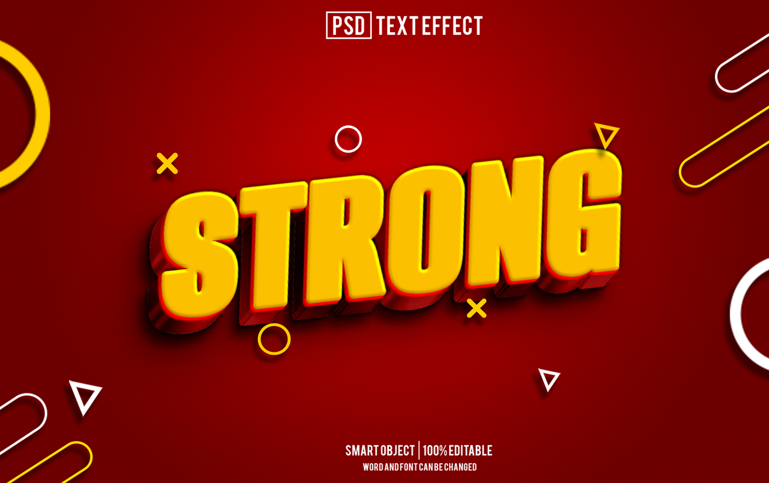 strong text effect, font editable, typography, 3d text psd