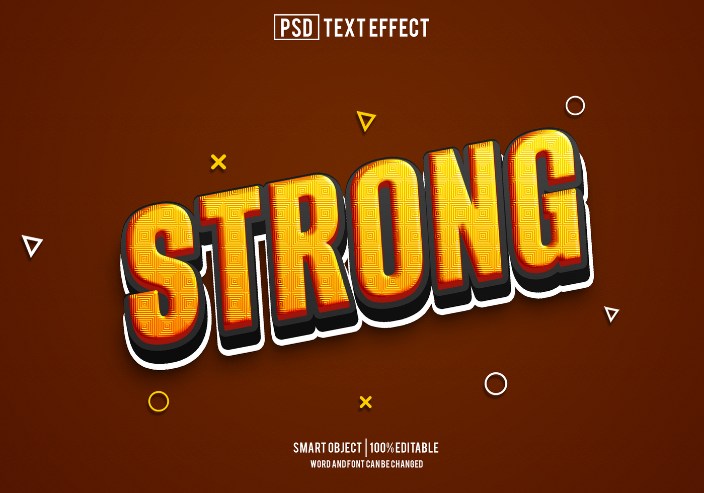 strong text effect, font editable, typography, 3d text psd