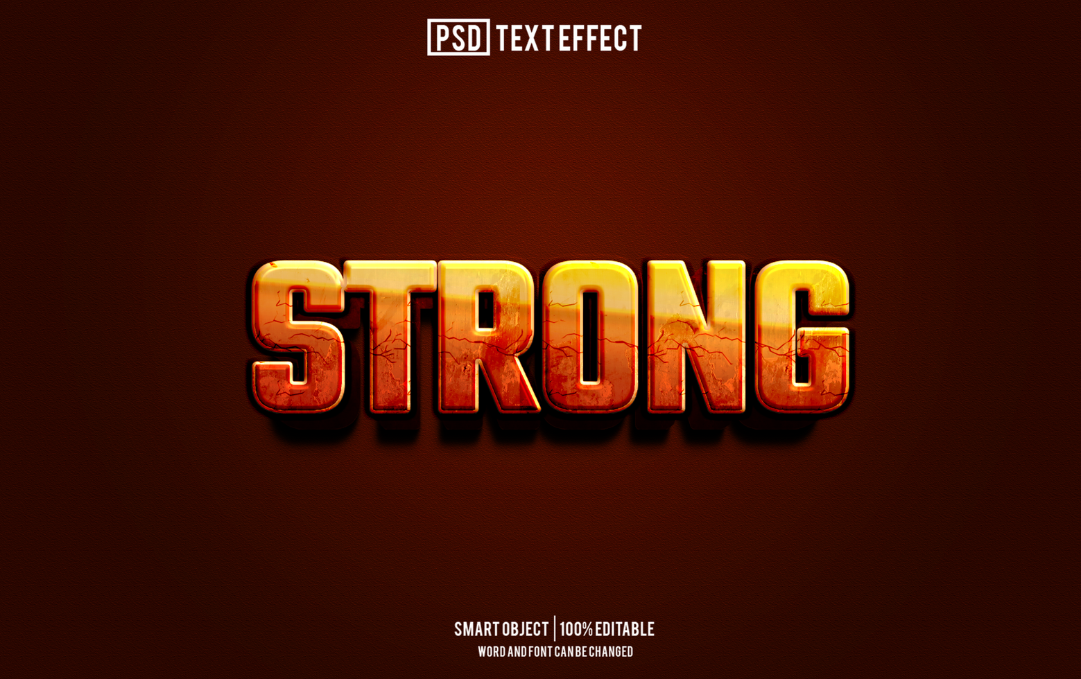 strong text effect, font editable, typography, 3d text psd