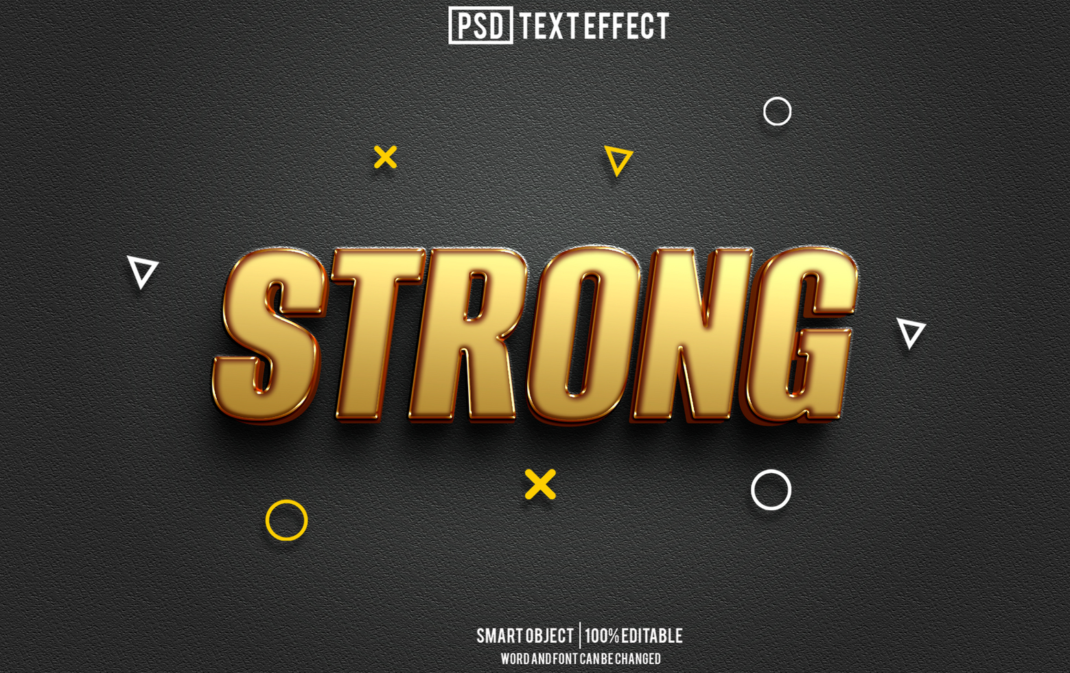 strong text effect, font editable, typography, 3d text psd