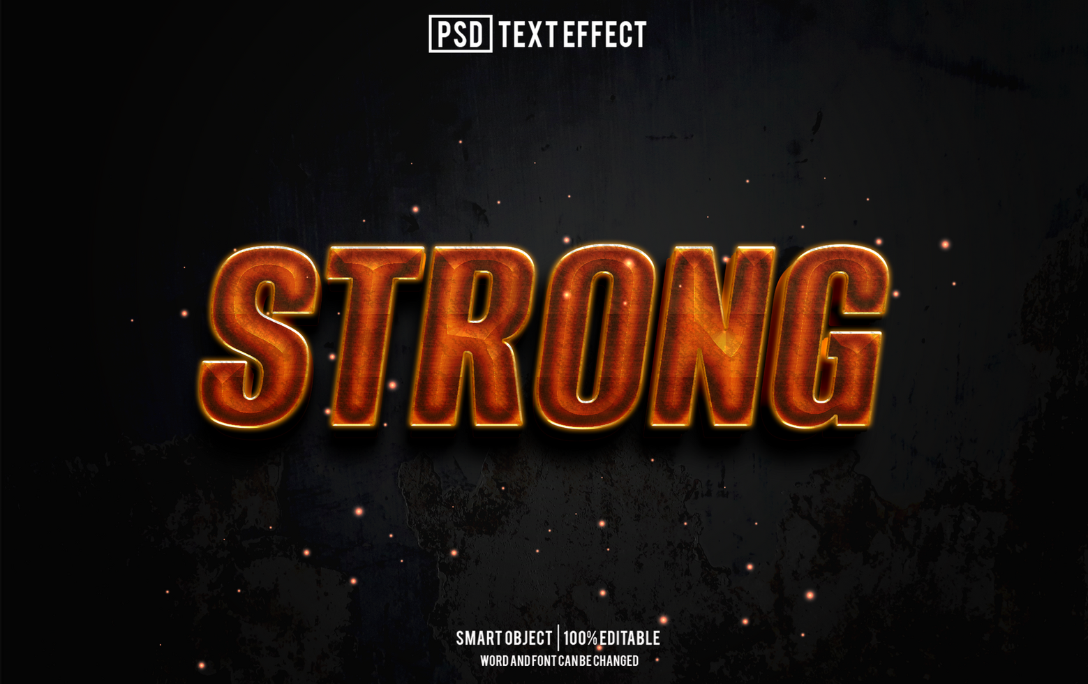 strong text effect, font editable, typography, 3d text psd