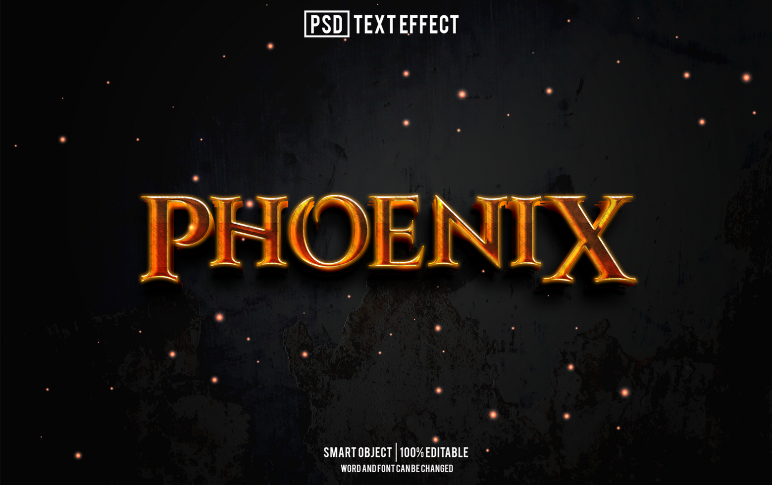 phoenix text effect, font editable, typography, 3d text psd