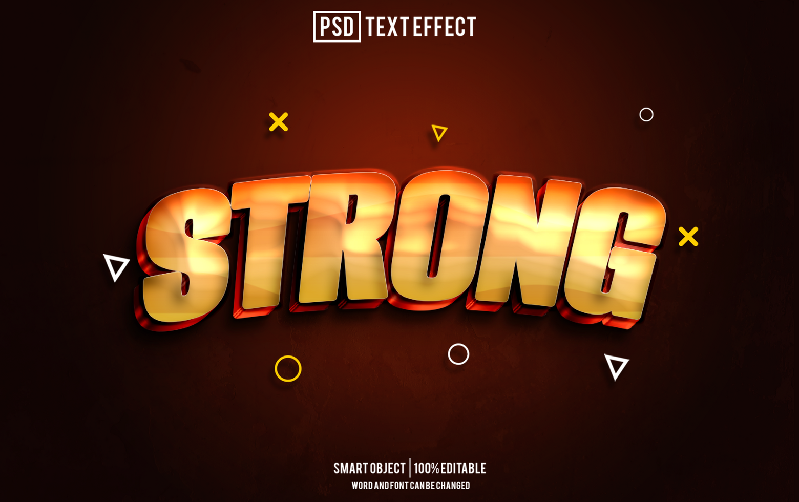 strong text effect, font editable, typography, 3d text psd