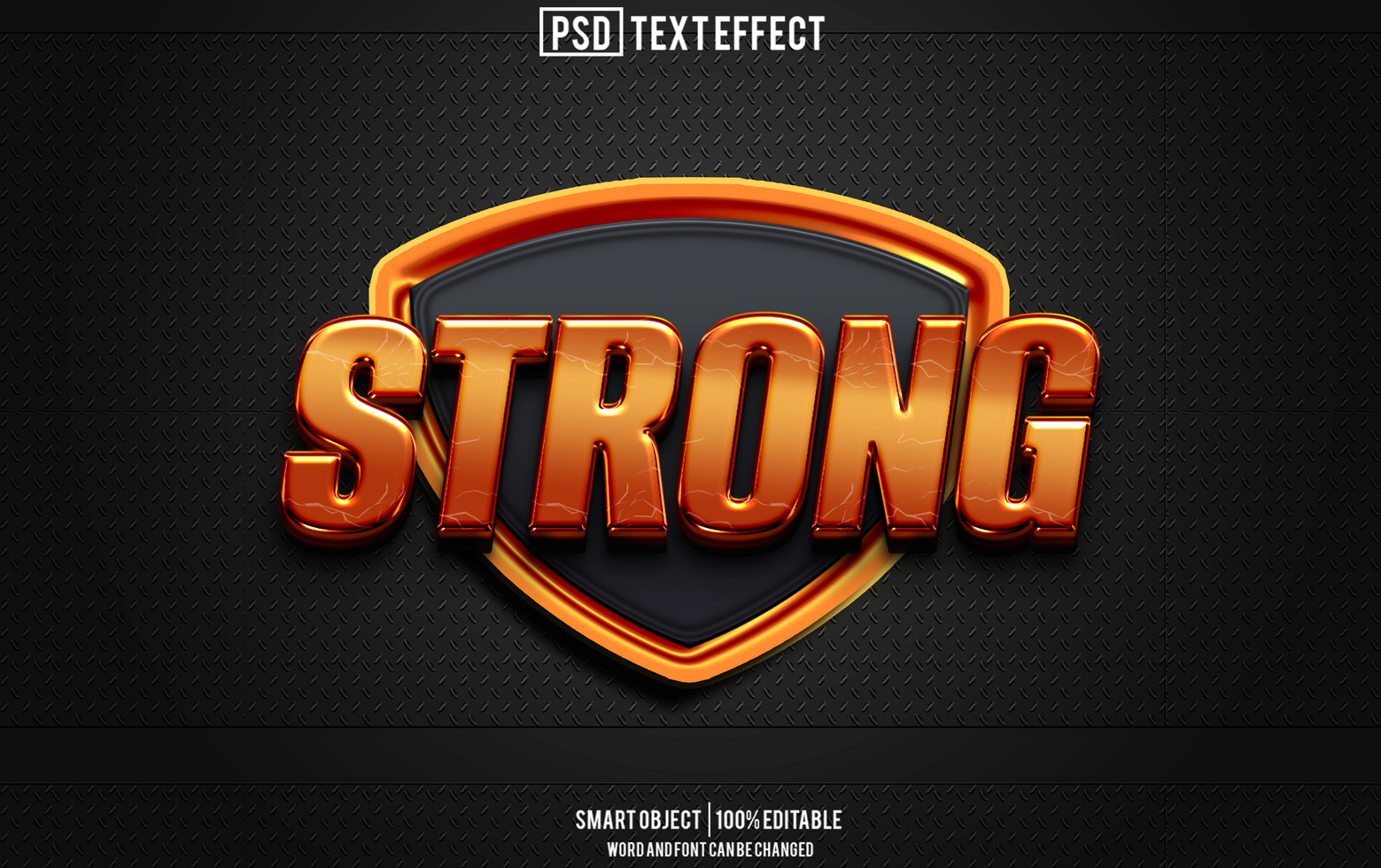 strong text effect, font editable, typography, 3d text psd