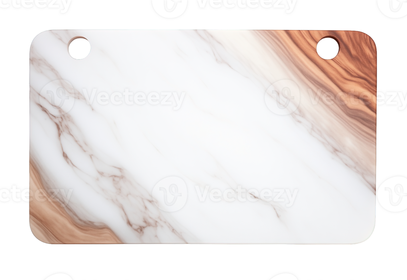 Empty rectangular marbled cutting board isolated on transparent background png