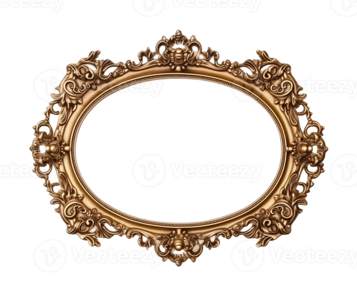 luxury golden Decorative elegant frame isolated on transparent background png