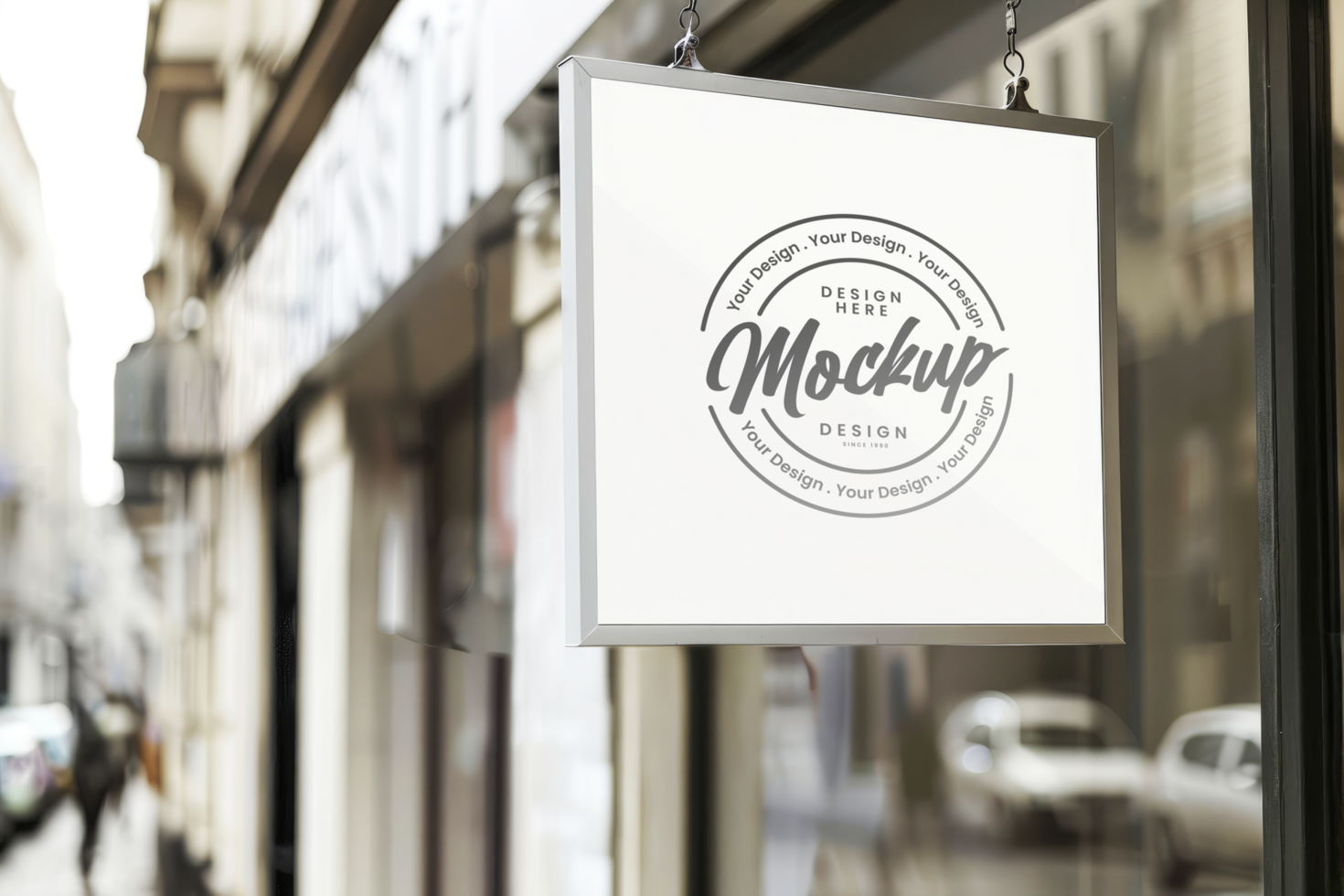 Street business sign mockup psd