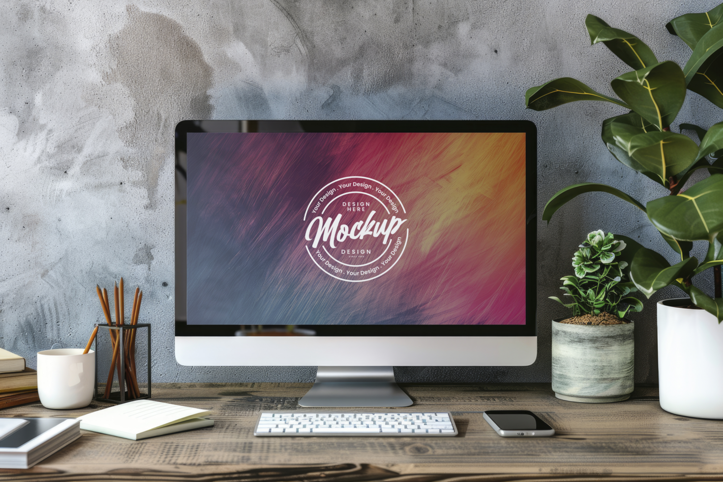 Realistic screen laptop mock up psd