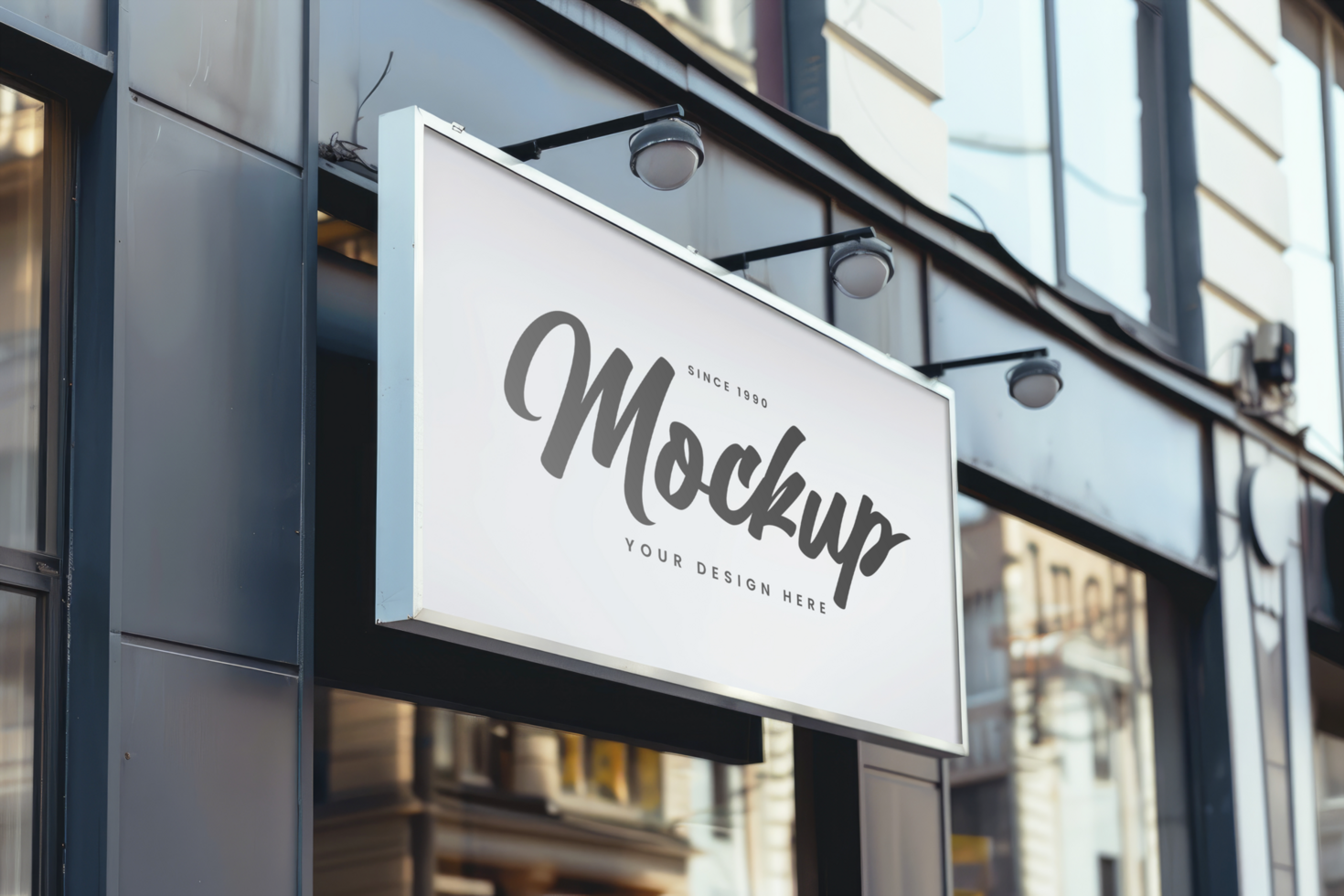 Street business sign mockup psd