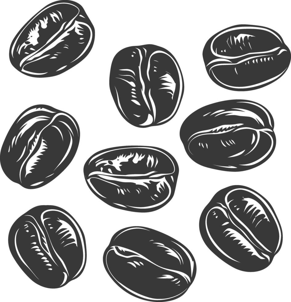 Silhouette coffee beans black color only vector