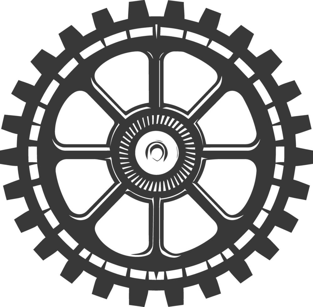 Silhouette Cogwheel machine gear black color only vector