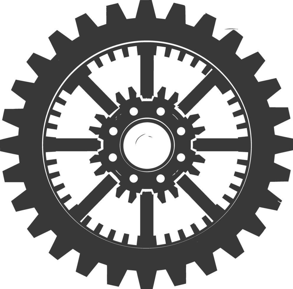 Silhouette Cogwheel machine gear black color only vector