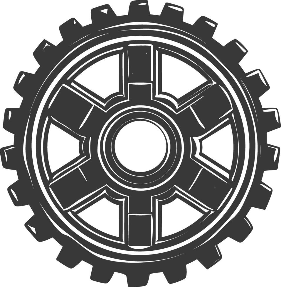Silhouette Cogwheel machine gear black color only vector