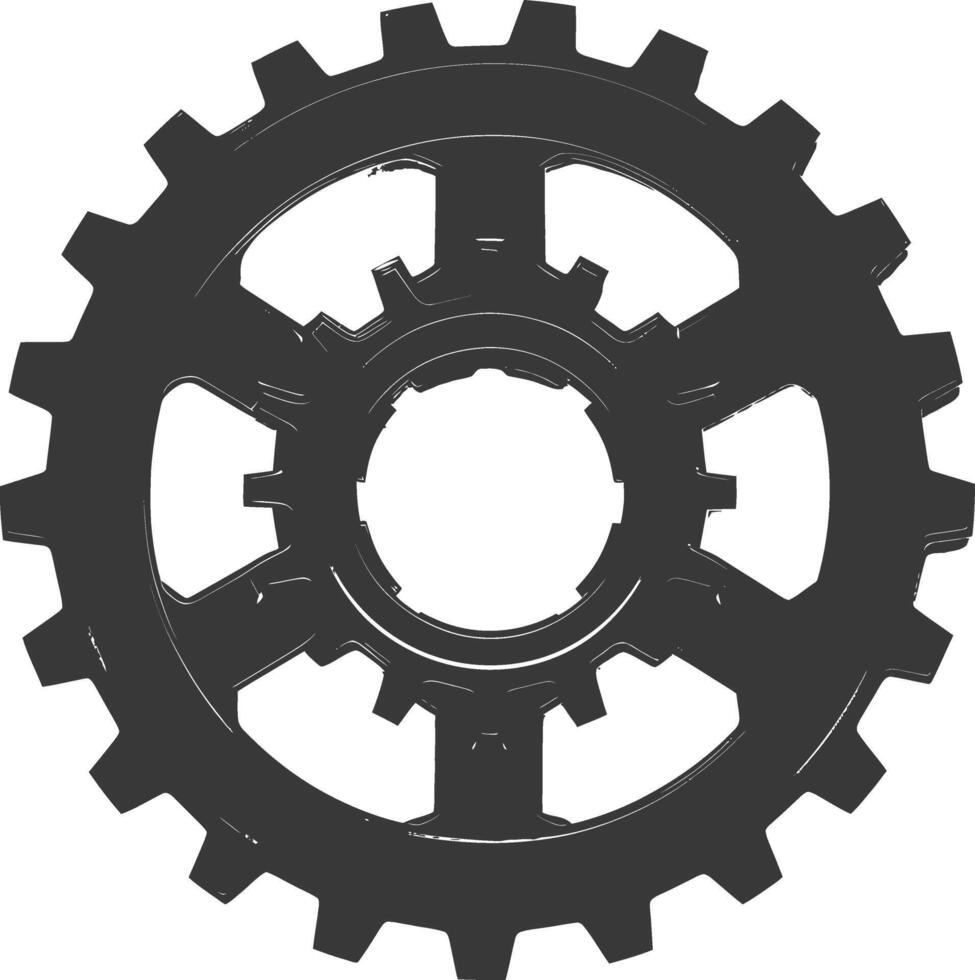 Silhouette Cogwheel machine gear black color only vector