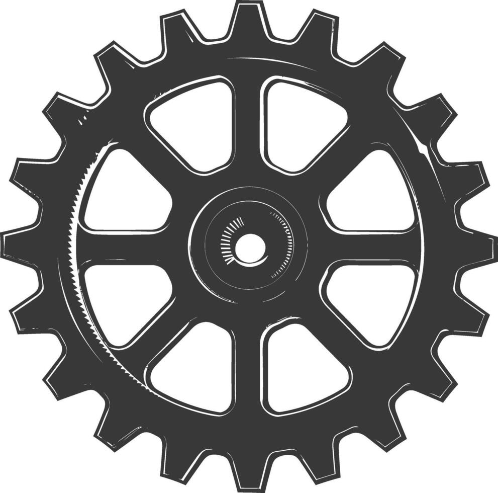 Silhouette Cogwheel machine gear black color only vector