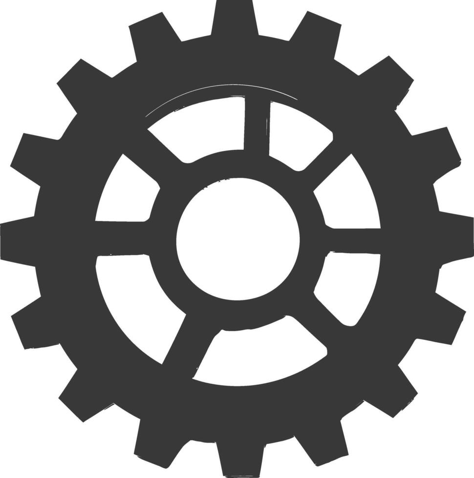 Silhouette Cogwheel machine gear black color only vector
