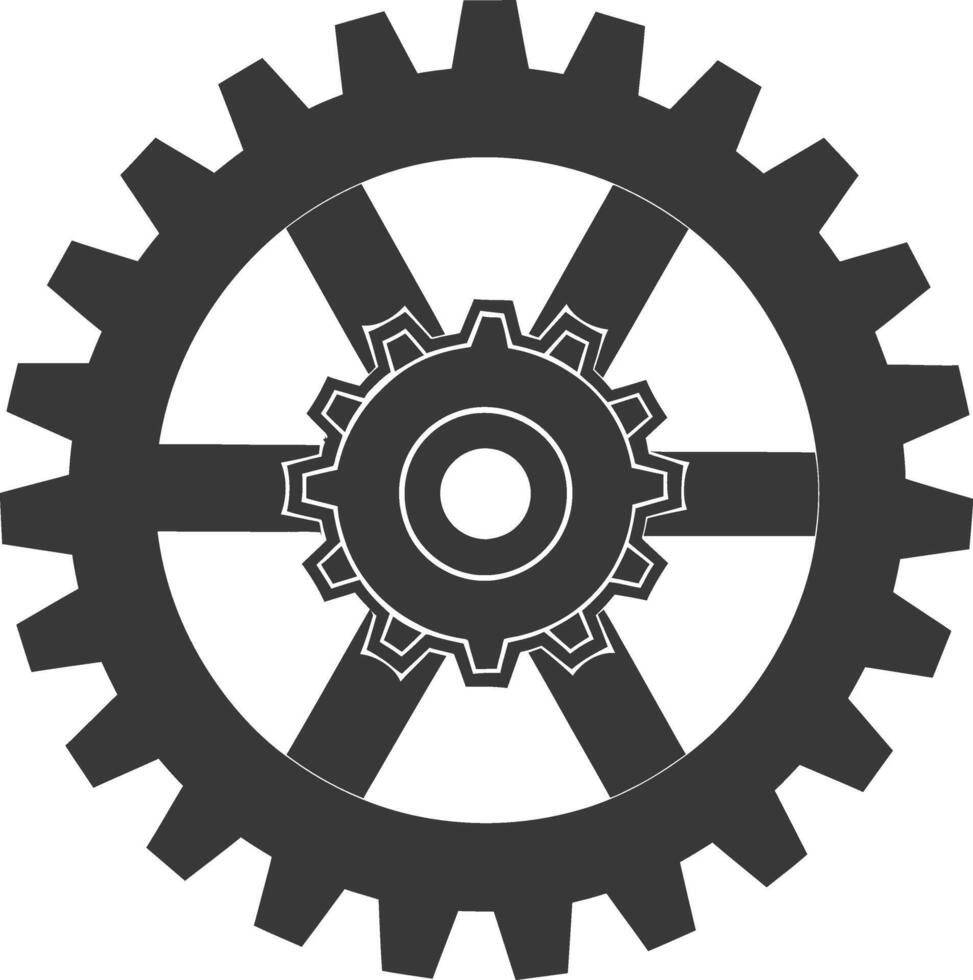 Silhouette Cogwheel machine gear black color only vector