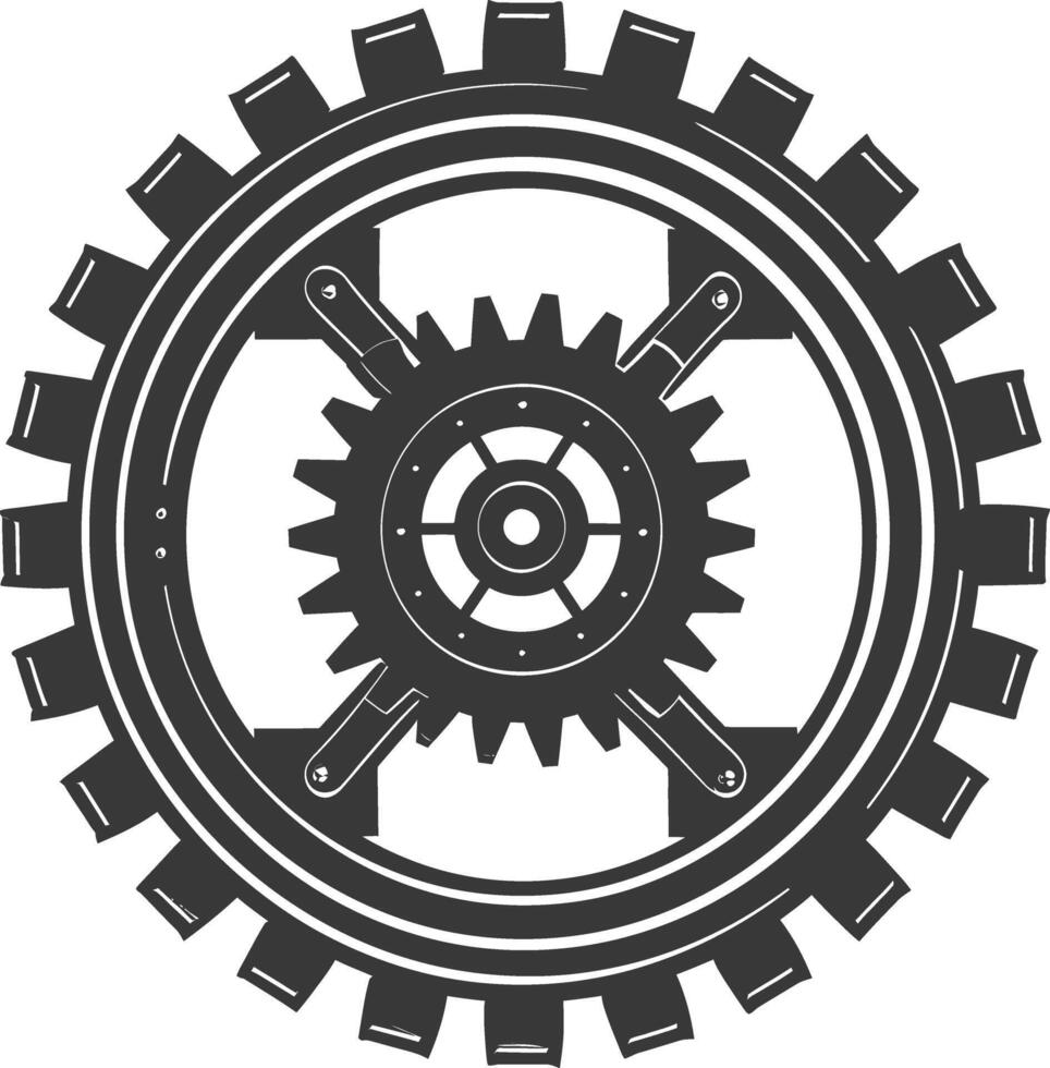 Silhouette Cogwheel machine gear black color only vector