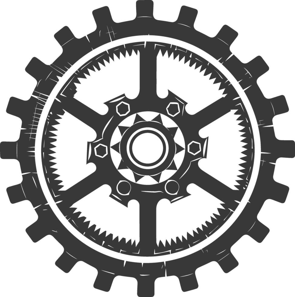 Silhouette Cogwheel machine gear black color only vector