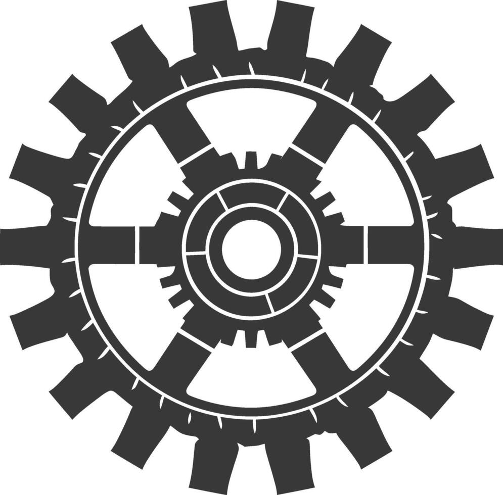 Silhouette Cogwheel machine gear black color only vector