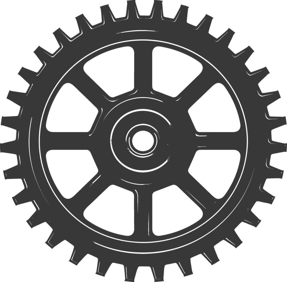 Silhouette Cogwheel machine gear black color only vector
