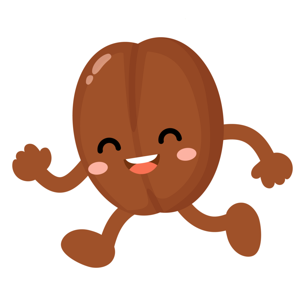 Funny coffee bean cartoon, Character bean png