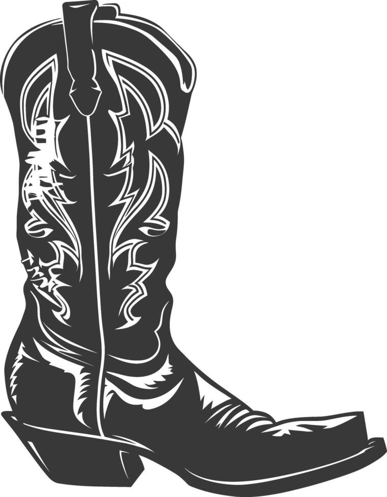 Silhouette cowboy boot black color only vector