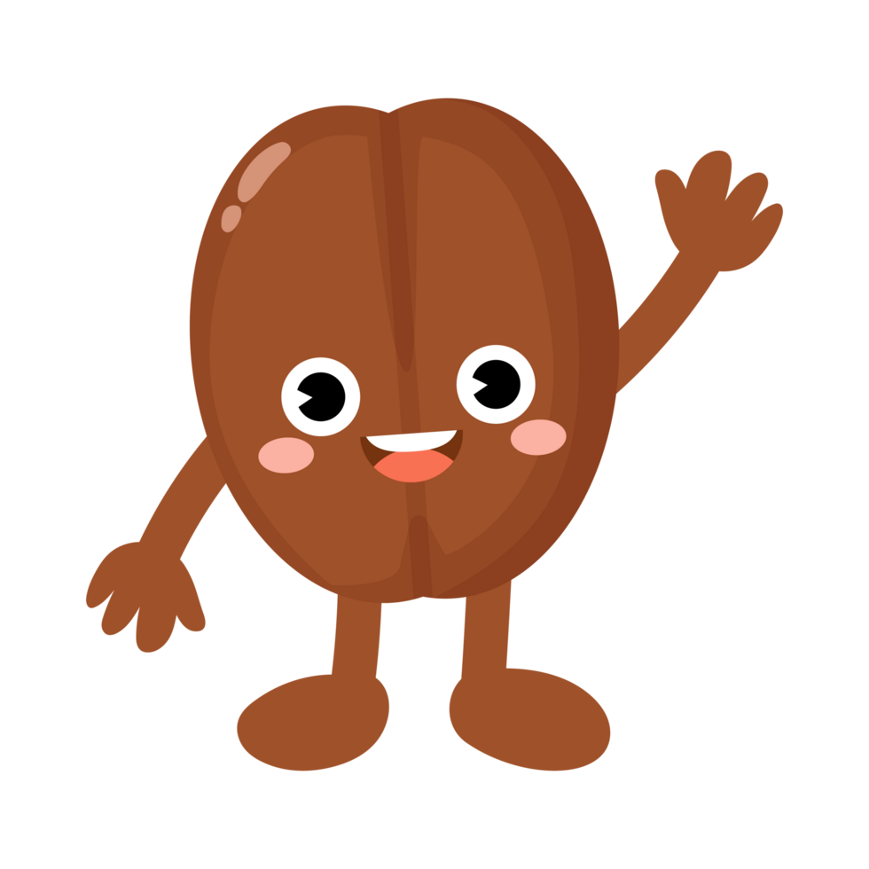 Funny coffee bean cartoon, Character bean png