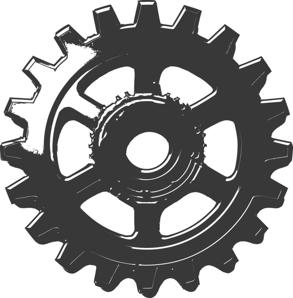 Silhouette Cogwheel machine gear black color only vector