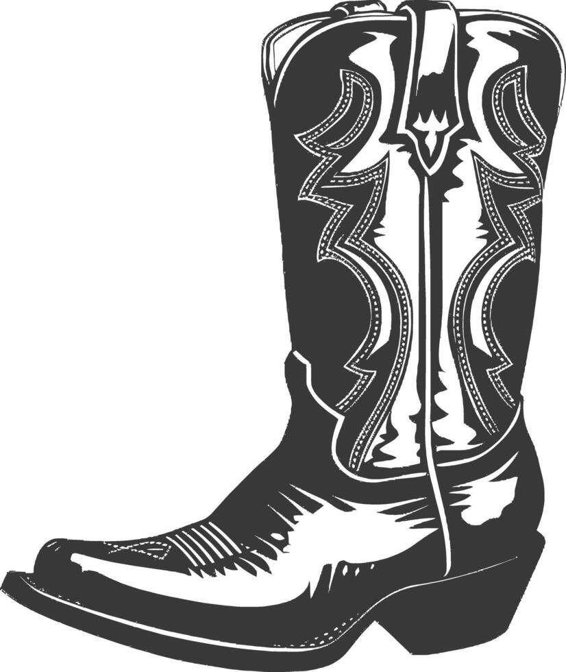 Silhouette cowboy boot black color only vector