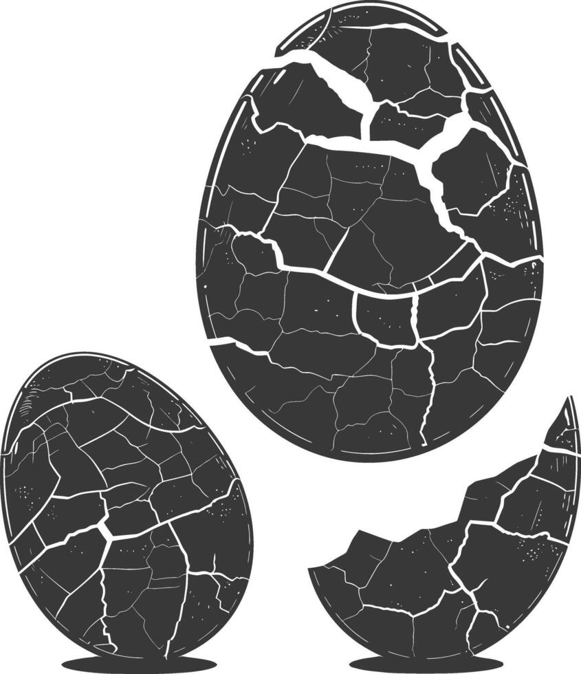 Silhouette cracked egg black color only vector