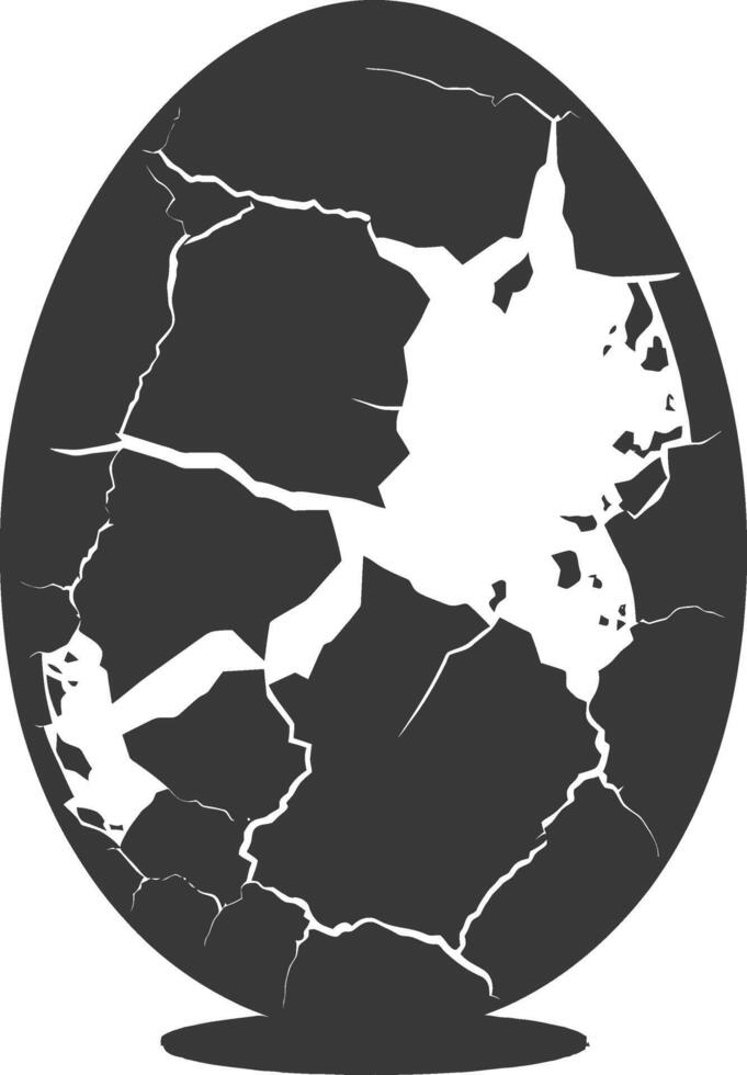 Silhouette cracked egg black color only vector