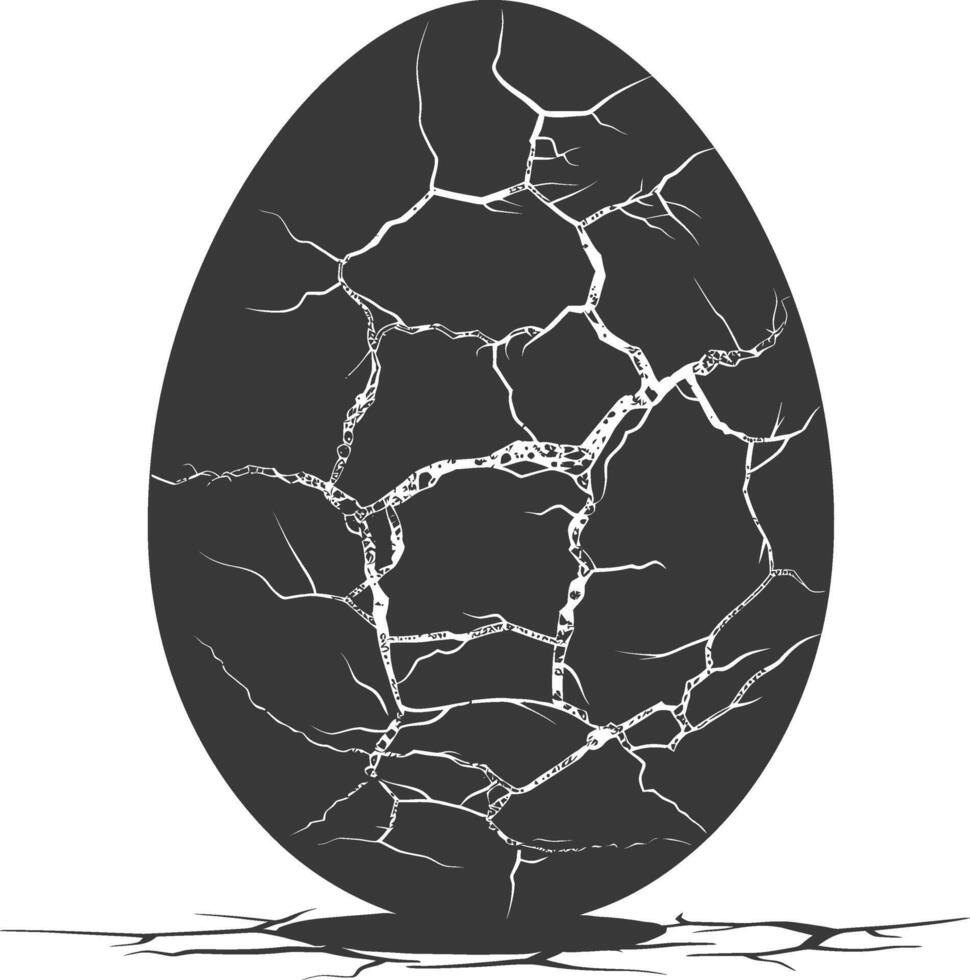 Silhouette cracked egg black color only vector